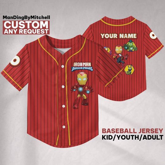 Discover Personalize Iron Man And His Awesome Friends Cute, Custom Marvel Baseball Jersey Team, Disney Baseball Team Outfit