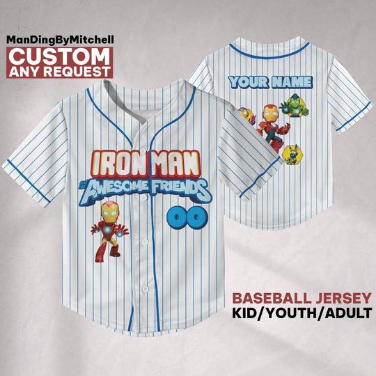 Discover Personalize Iron Man And His Awesome Friends Funny, Custom Marvel Baseball Jersey Team, Disney Baseball Team Outfit