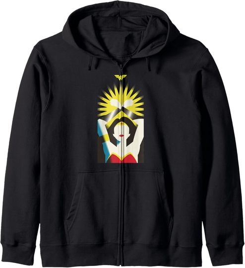 WB100 DC Comics Wonder Woman Super Hero Light Power Zip Hoodie, Gift For Fans