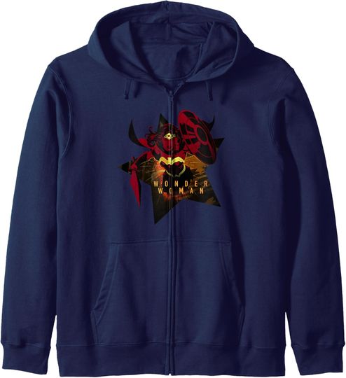 DC Comics Justice League Wonder Woman Star Zip Hoodie, Gift For Fans