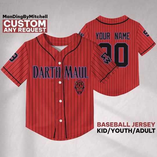 Personalize Star Wars Darth Maul The Dark Side Red Style, Kid Adult Matching Baseball Jersey, Gift for Star Wars Fans