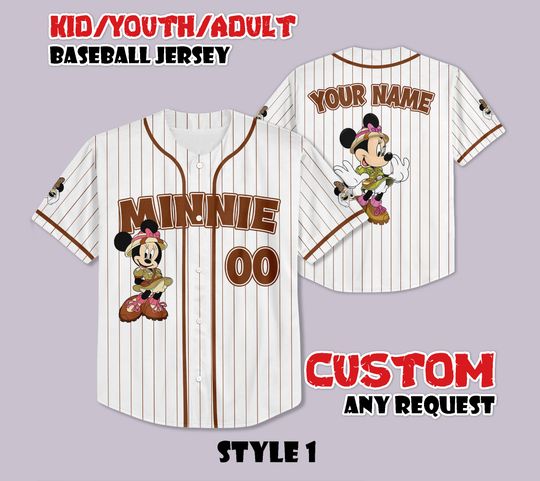 Discover Custom Minnie Mouse Safari Baseball Jersey, Funny Minnie Mouse Safari Baseball Tee, Personalized Disney Minnie Lover, Gift for Disney Fans