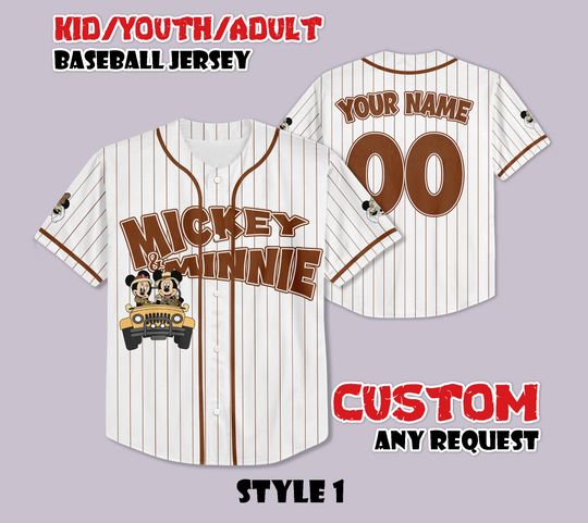 Discover Custom Mickey & Minniee Mouse Safari Baseball Jersey, Funny Mouse Safari Baseball Tee, Personalized Disney Couple Lover, Gift for Disney Fans