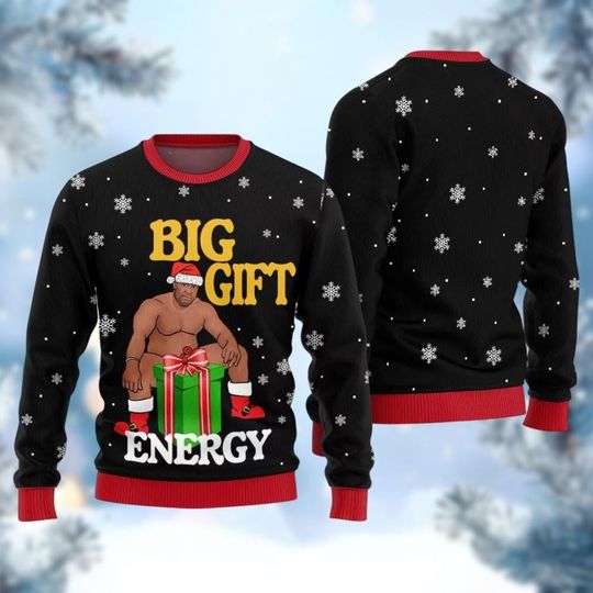 Discover Big Gift Energy Ugly Sweater, Barry Wood Christmas Sweater, Big Package Sweater, Funny Xmas Sweater, Holiday Party Gift, Santa Shirt