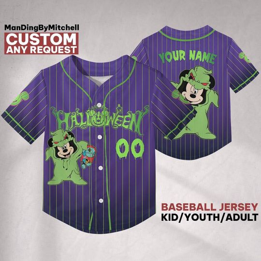 Discover Personalized Mickey Oogie Boogie Purple Halloween Jersey, Custom Disneyland Shirt, Halloween Matching Oufit, Birthday Gift