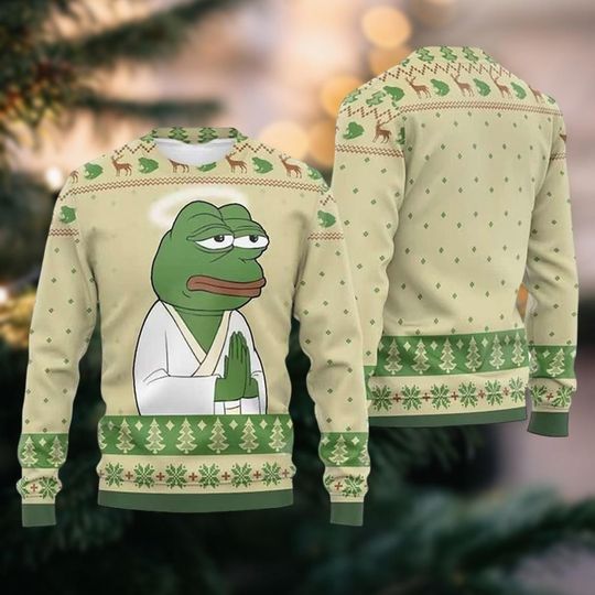 Meme Pepe The Frog Christmas Ugly Sweater, Funny Frog Holiday Sweater For Men Women, Joy Animals Sweatshirt, Christmas Gifts