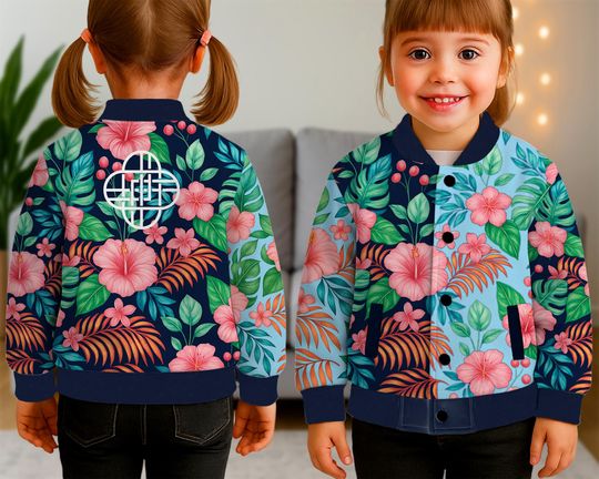 Discover Zoey's Tropical Bomber Kids and Youth Baseball Jacket, Aldult Unisex Varsity Baseball Jacket