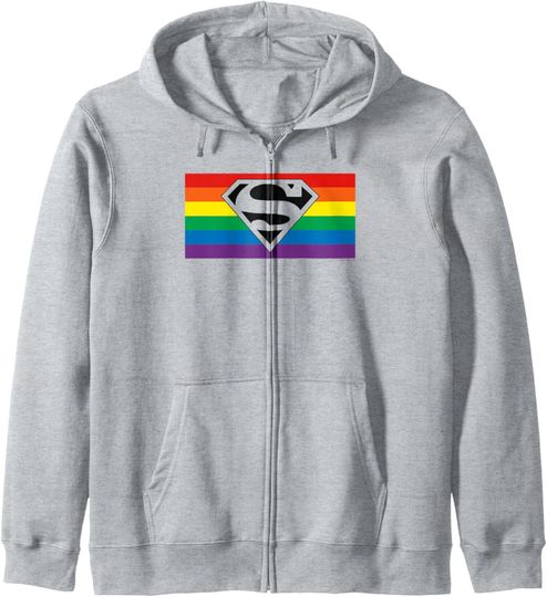 DC Comics Pride Justice League Superman Pride Flag Logo Zip Hoodie, Gift For Fans