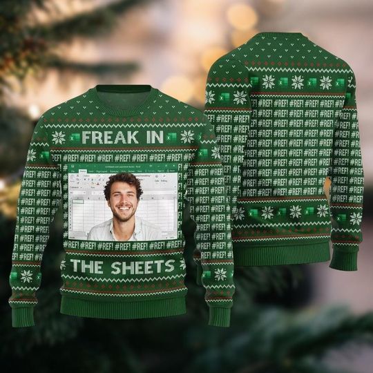 Personalized Excel Ugly Christmas Sweater With Photo Face, Freak In The Sheets Sweater, Family Sweater Gift For Men Women, Xmas Gifts