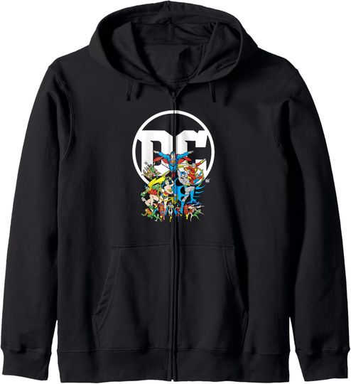 Discover DC Comics Character Group Logo Poster Zip Hoodie, Gift For Fans