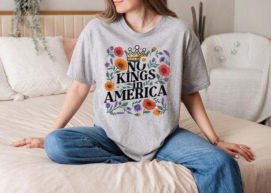 Discover No kings in America shirt, Patriotic Shirt, Political Protest Tee, Crown floral Shirt, Nope Kings TShirt, Social Justice tee, USA Freedom