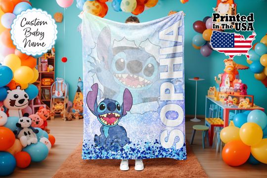 Personalized Cartoon Movie Fleece Blanket with Custom Name, Monogram, Cartoon Lover Gift