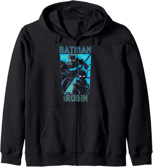 DC Comics Batman and Robin Split Design Poster Zip Hoodie, Gift For Fans