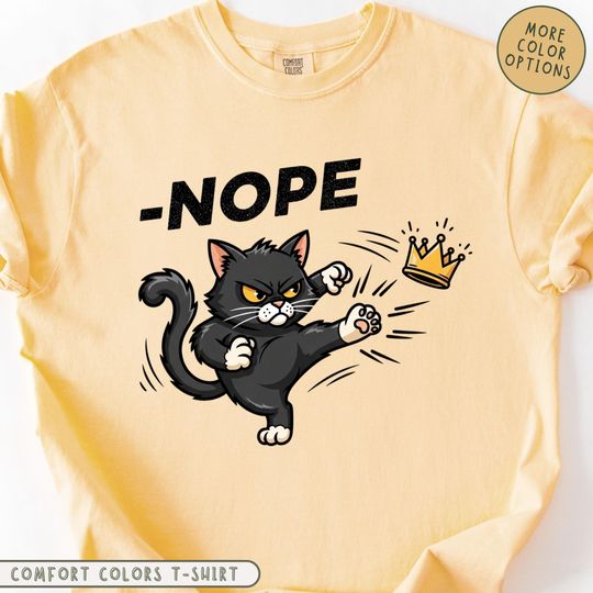 Discover No Kings in America Black Cat Comfort Colors Shirt, Funny Political Meme T-Shirt, No Kings Shirt, Patriotic Shirt, Lady Liberty Tee