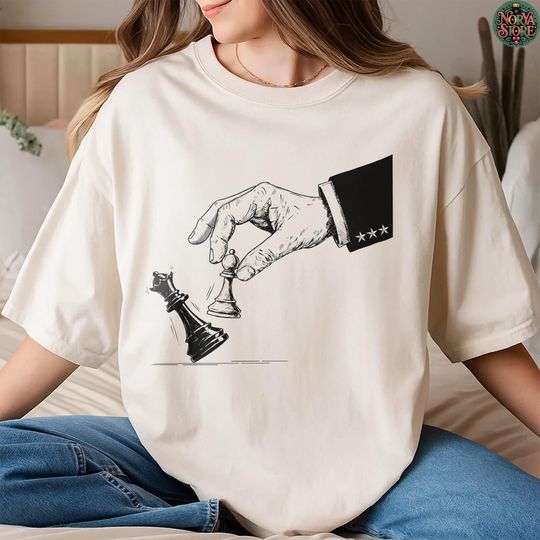 Discover Protest Chess Comfort Colors Shirt, No Kings In America Shirt, Political Meme Shirt, Pawn Knocks Down King Shirt, Chess Resist Shirt