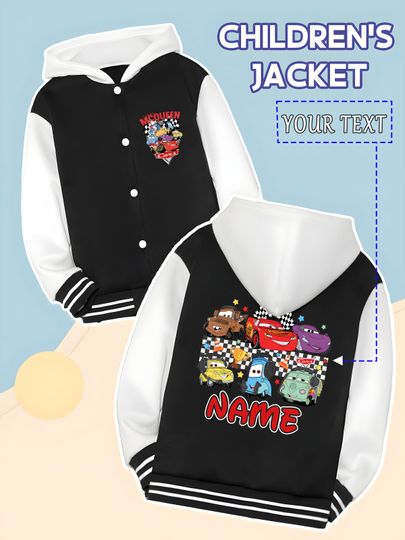 Discover MINISO Disney Cars Collection Kids Baseball Jacket - Multiple racing characters gathered together, cool and eye-catching, racing
