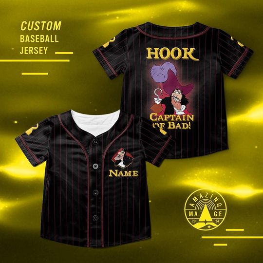 Discover Custom Captain Hook Captain of Bad Baseball Jersey, Disney Peter Pan Shirt, Captain Hook Disney Villains Jersey Shirt, Disney Trip Shirt