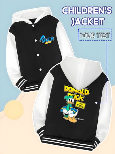 Discover MINISO Disney Donald Duck Boys' Baseball Jacket - Donald Duck street style, complete with a customizable name tag. This simple y