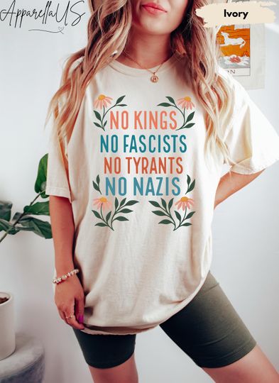 Discover Comfort Colors No Kings Shirt, Anti Trump Shirt, Floral Anti Trump Shirt, Protest Shirt, Anti Maga Shirt, Democrat Gift Shirt, Activism Tee
