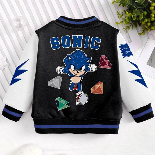 Sonic Kids and Youth Baseball Jacket, Aldult Unisex Varsity Baseball Jacket
