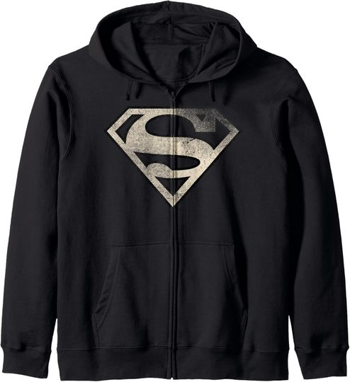 Discover DC Comics Superman Cream Logo Zip Hoodie, Gift For Fans