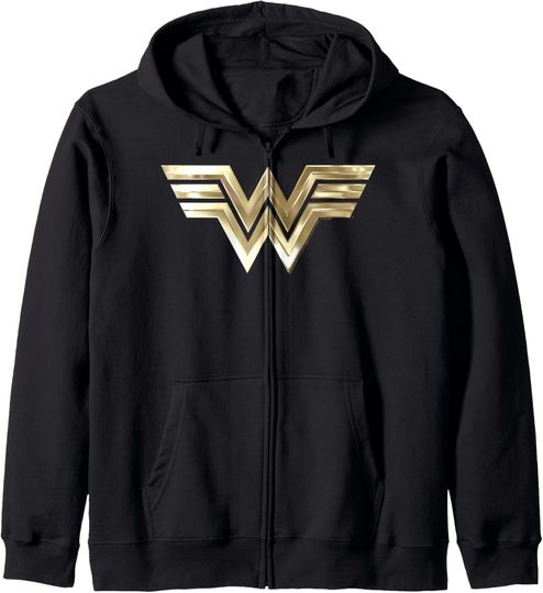 DC Comics Wonder Woman 1984 Gold Logo Zip Hoodie, Gift For Fans