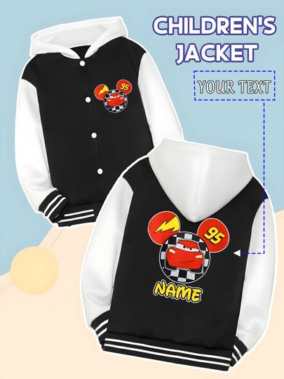 Discover MINISO Disney Cars Mickey Head McQueen Style Kids Baseball Jacket - Mickey head incorporates McQueen elements, creative and nove