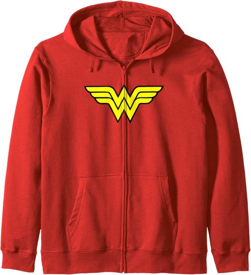 DC Comics Wonder Woman Classic Logo Zip Hoodie, Gift For Fans