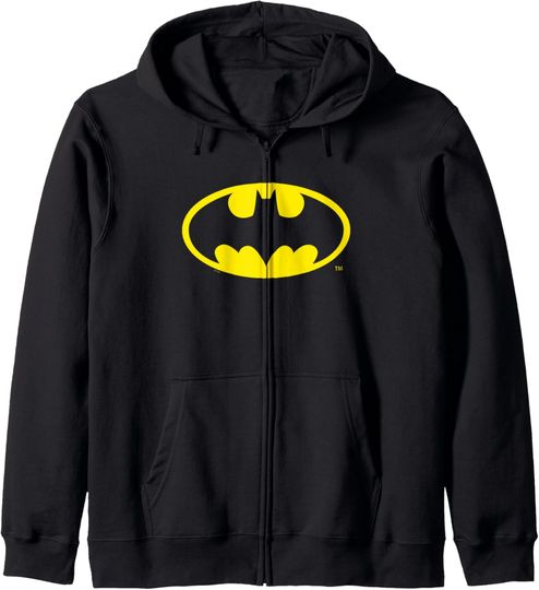 Discover DC Comics Batman Classic Yellow Bat-Symbol Chest Logo Zip Hoodie