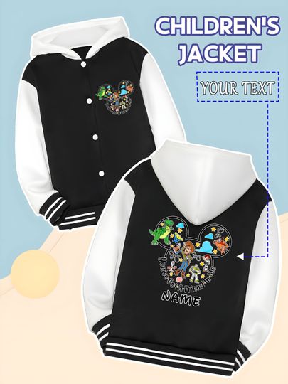Discover MINISO Disney Toy Story Mickey Mouse Head Cute Children's Baseball Jacket - Characters are integrated into Mickey Mouse head, cr