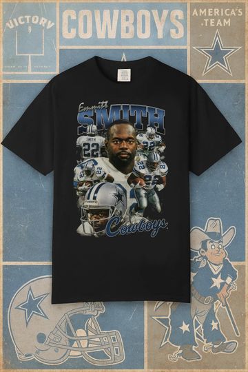 Discover Emmitt Smith Bootleg Tee | Vintage 90s Style Dallas Football Shirt | Retro Cowboys Graphic