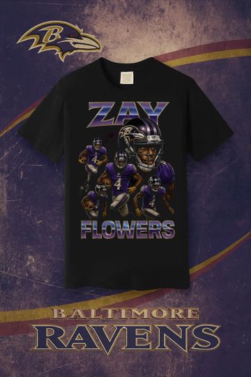 Zay Flowers Bootleg Tee | Vintage 90s Style Baltimore Ravens Shirt | Retro Football Graphic