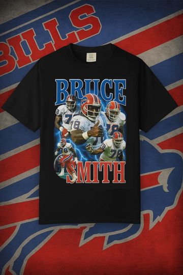 Discover Vintage Bruce Smith Bootleg Shirt Retro Buffalo Football Tee, 90s Style Sports Graphic