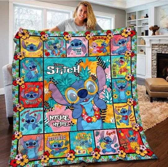 Discover Disney Lilo & Stitch Fleece Blanket, Personalized Bedding, Christmas Blanket