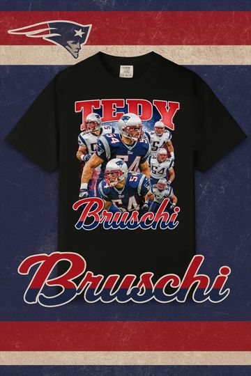 Discover Tedy Bruschi Shirt Retro New England Patriots Vintage Bootleg Tee