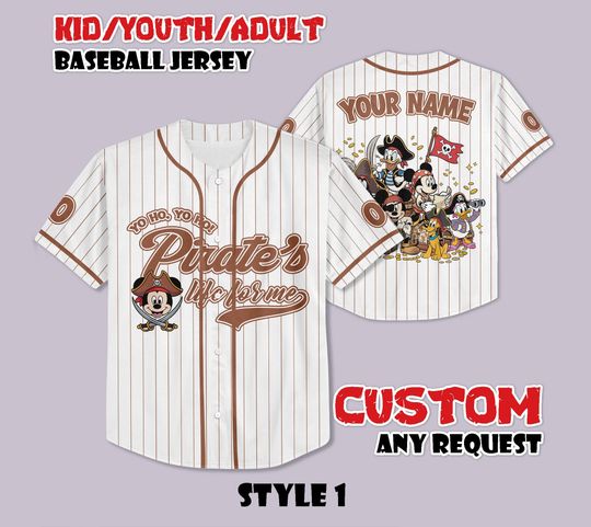 Discover Custom Mickey & Friends Disney Pirates Baseball Jersey, Personalized Pirates Jersey Shirt, Mickey and Friends Disney Cruise Shirt