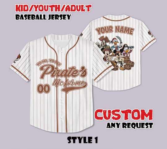 Discover Custom Mickey & Friends Disney Pirates Baseball Jersey, Personalized Pirates Jersey Shirt, Mickey and Friends Disney Cruise Shirt