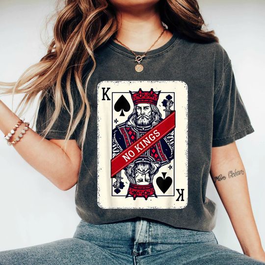 Discover No Kings Playing Card Shirt, Graphic Tee, Funny Rebel Card Design, Political Satire Gift, Republican Statement Political Freedom Shirt