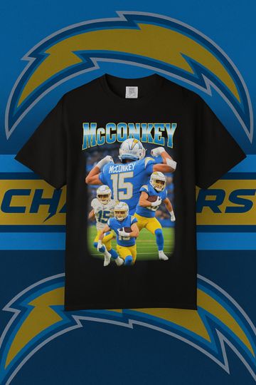 Discover Ladd McConkey Bootleg Tee | Los Angeles Chargers Retro Football Shirt