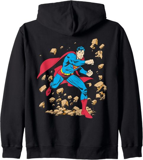 DC Superman Character Classic Smash Zip Hoodie, Gift For Fans