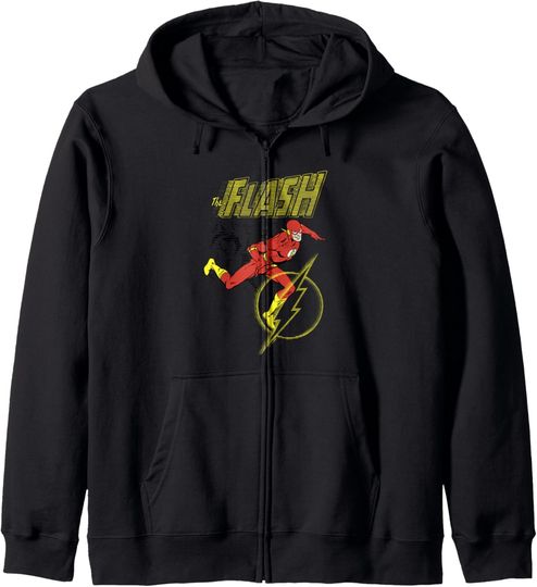 DC Comics The Flash Vintage Speed Flashing Glitch Poster Zip Hoodie, Gift For Fans