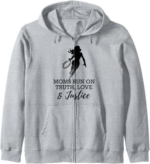 DC Comics Wonder Woman Mother's Day Moms Run On Truth Zip Hoodie, Gift For Fans