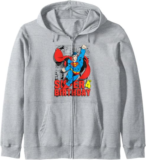 Discover DC Comics Superman Super 4th Birthday Comic Zip Hoodie