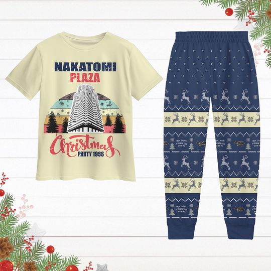 Nakatomi Plaza Party 1988 Christmas Pajamas Set, Funny 80s Die Hard Movie Holiday Pajamas, Pajamas For Party, Xmas Party Gift Shirt