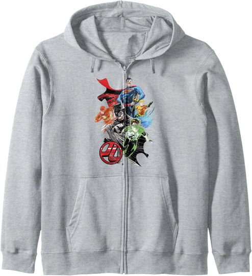 DC Comics Justice League Watercolor Epic Group Shot Zip Hoodie, Gift For Fans