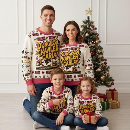 Discover Dungeon Crawler Carl Christmas Ugly Sweater, Bookish Holiday Sweater, Gamer Sweater For Men And Women, Xmas Holiday Gift