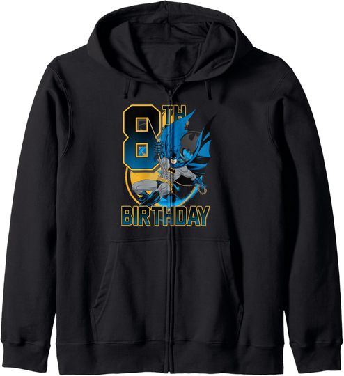 DC Comics Batman 8th Birthday Bat Swing Action Poster Zip Hoodie, Gift For Fans