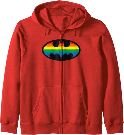 DC Comics Pride Justice League Batman Rainbow Logo Zip Hoodie, Gift For Fans