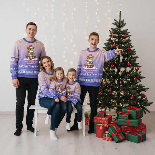 Discover Frog Stay Weird Christmas Ugly Sweater, Funny Frog Reading Holiday Sweater, Quirky Retro Sweater For Men And Women, Christmas Gift
