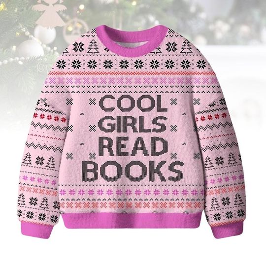 Discover Book Lovers Christmas Ugly Sweater, Cool Girls Read Holiday Sweater, Reading Sweater For Men And Women, Xmas Gift